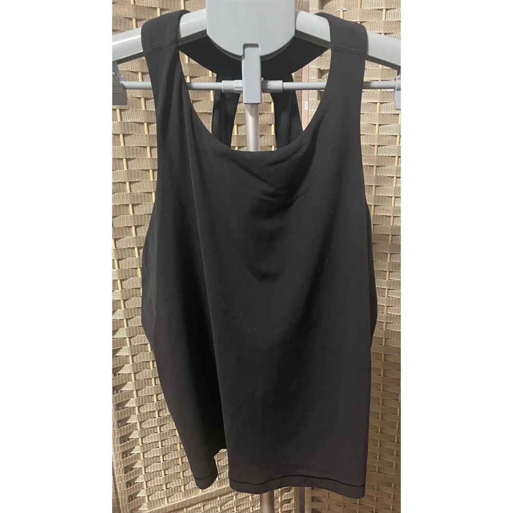 Athleta Womens Black High Neck Open Back Activewear Tank Top with Shelf Bra XL